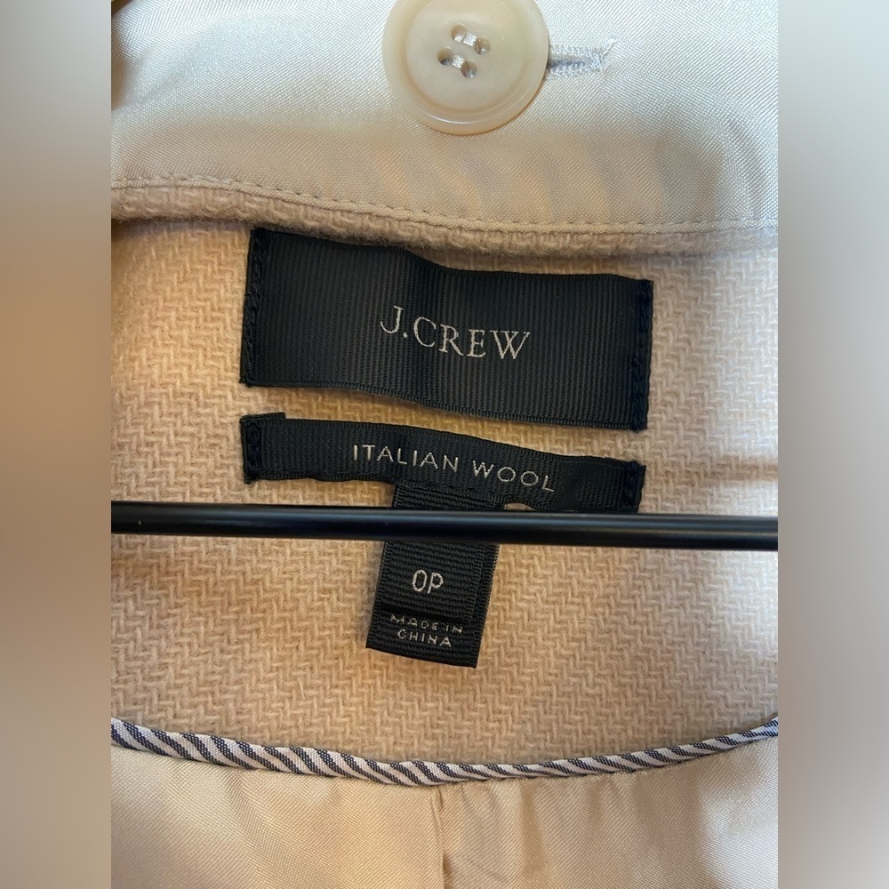 $350-J.Crew the 2007 Italian stadium-cloth wool toggle Hood coat BEIGE Sz 0P - Picture 8 of 9
